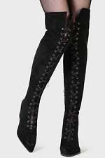 KILLSTAR Stiefel Evening Hill Schnürrstiefel Overknee vamp Stiletto Gothic Hexe 