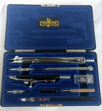 Antiker Zirkelkasten Reißzeug       von Proebster 8-teilig im Etui Bundeswehr 