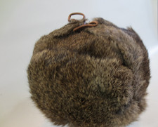 Uschanka Ohrenmütze Pelzmütze Echtpelz Kanin Gr. 56/57 grau-braun vintage  /YA