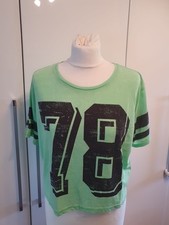 Grünes Kurzes Oversized New Yorker T-Shirt mit Zahlendruck Gr. M