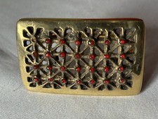 MAISON STRAUSS : 2 METALL Serviettenringe STRASS  rote Steine Gold RARITÄT