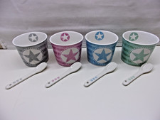 4 STK Eisbecher mit Löffel aus Porzellan