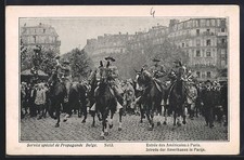 AK Paris, Entre des Americains, Amerikanische Soldaten in Uniformen zu Pferde 