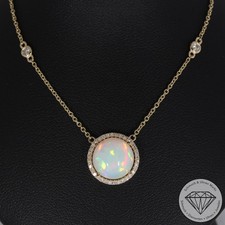Wert 1930 € Brillant Diamant Opal Collier 585 14 Karat Gelb Gold