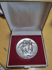 ¯_¯_¯ Vintage  Fußball Medaille Ehrenplakette silberfarben mit Schatulle 1974