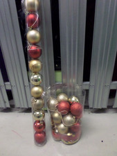 32 Weihnachtskugeln - Baumkugeln - Glas - Rot & Gold - große Kugeln