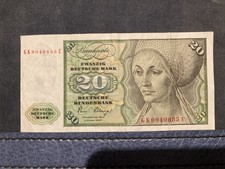 20 DM D-Mark Deutsche Mark Schein Banknote! 1980! Top Zustand!