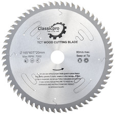 ClassicPro 165mm 60T TCT Sägeblatt - Präzisions-Holztrennscheibe 20/16mm Bohrung