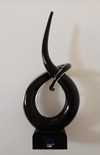 Schöne Leonardo Glas Skulptur Fusion Schwarz Handgefertigt 36cm