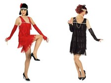 Kostüm Fransenkleid Charleston Kleid 20er Jahre mit Zubehör Krimi Karneval