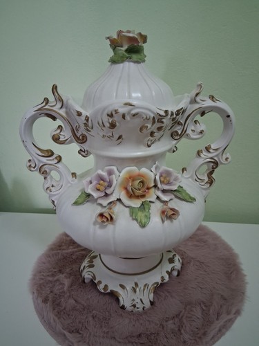 Vintage capodimonte deckelvase - capodimonte,