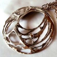 skandinavischer Sten & Laine Anhänger & Kette 925 Silber Finnland 1972 / BZ 526