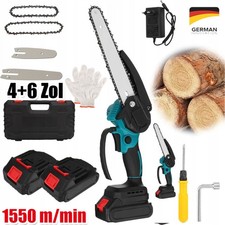 Akku Kettensäge 4+6 Zoll Mini Elektro Kettensägen Handkettensäge Mit 2 Akku DE