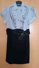 Damen Kleid Schwarz Weiß Gestreift Bleistiftkleid Gr. 42 CLOCKHOUSE