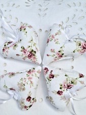 4 Stoffherzen Herz Geschenkanhänger zur Deko Landhaus Shabby  Vintage Rosen