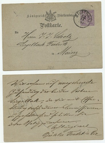 16096 württemberg ganzsache - württemberg,