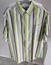 Herren-Hemd -"Man´s Woeld BASIC" - 43/44 Gestreift - Grün/Bunt -Seersucker