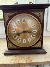 vintage KAMINUHR WEIMAR QUARTZ  Holz Messing 