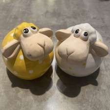 2x Porzellan Schaf Dekoration Figuren