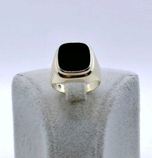 Ring Gold mit Onyx Platte 8 Karat Goldring Siegelring Onyxstein 333er Gold