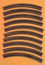 Set 4: 10 gebogene Gleise für TT Modelleisenbahn, R572, 23,4 cm, vermutl. neu