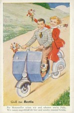 Ansichtskarte Berlin Leporello Motorroller Humor Karikatur (Nr.9298)