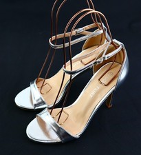 Sandalette Gr. 39 Silber Damen Party Abend-Schuhe Pumps RPW