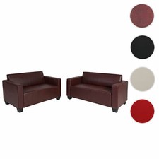 Sofa-Garnitur Couch-Garnitur 2x 2er Sofa Couch Loungesofa Lyon Kunstleder