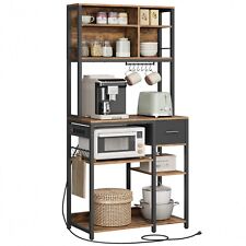 Küchenregal mit Steckdosen,verstellbare Ablagen,12 Haken, 40 x 80 x 180,4 cm