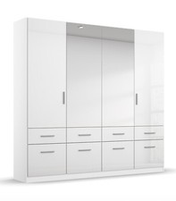 Kleiderschrank Drehtürenschrank Schlafzimmerschrank weiß Hochglanz 4 Türen