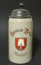 Alter Brauereikrug Spaten Bräu München Bierkrug Krug brewery stein Beerstein 1L