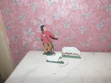 Nostalgie-Flachfiguren-Zinn-Hirte+Schafe-Deko-Spielzeug-Puppenhaus-Puppenstube