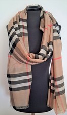 Seide-Wolleschal, federleicht; hellbraun-beige; 70x240 cm; neu;  TopQualität!