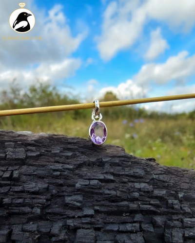 Amethyst anhänger gefasst - amethyst, in