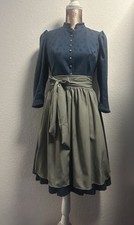 Vintage Retro Dirndl, blau, 3/4 Arm, hochgeschl., Gr. 36/38 Schurwolle