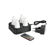 Duni 4er LED-Set Multicolour Wiederaufladbar mit Fernbedienung + Ladestation 