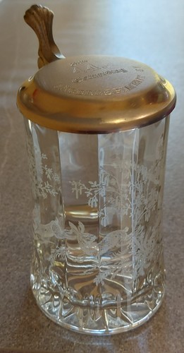 Bierkrug aus glas zinndeckel - bierkrug, +