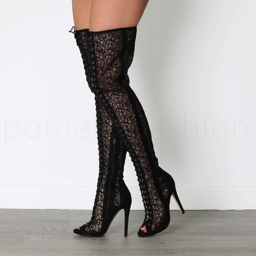 Damen overknees stiefel - overknees-stiefel, mit