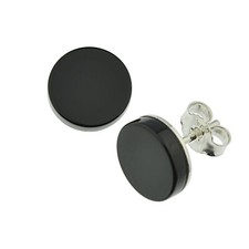 Ohrstecker Onyx flach 925 Silber Ohrringe A16354