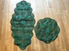 Kunststrick-Decke Tischdecke Deckchen Handarbeit grün
