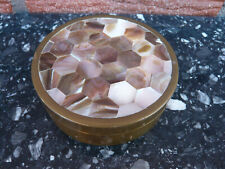 Nachlass: sehr schöne schwere massive Messing Dose mit Perlmutt, guter Zustand