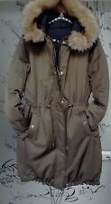 PARKA "HALLHUBER" S/M SCHWARZ/OLIV WENDEPARKA KNUFFIG KAPUZE FELL NEUWERTIG 