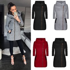 Damen Mantel Langarm Jacke Damenjacke Strehkragen warm Herbst Übergangsjacke