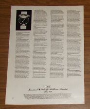 Seltene Werbung IWC International Watch Company KOMPASS-UHR Porsche Design 1988