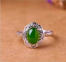 Jugendstil 925 Echt Silber Ring Zirkonia grün Silberring mit Stein Vintage Damen