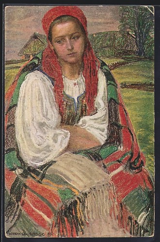 Künstler mädchen in - künstler-ak,