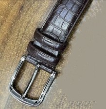 LEDERGÜRTEL VEGANES GENARBTES LEDER KROKO GUTE QUALITÄT METALLSCHNALLE 120cm