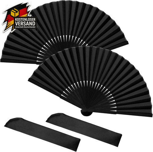 Handfächer schwarz 21cm für - 21cm,