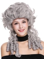 Perücke Damen Karneval Barock Renaissance Romantik Spiral Locken toupiert Grau 