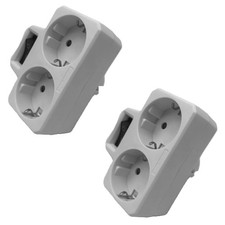 2 Stück 2-fach Steckdosenadapter Mehrfachstecker mit Schalter Schutzkontakt 16A